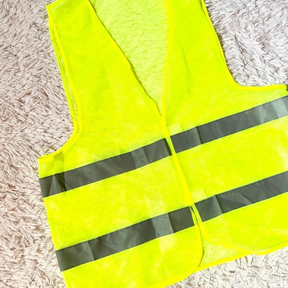 Yellow Reflective Construction Safety Neon Yellow Costume Cosplay Vest Adult OS - Picture 2 of 5